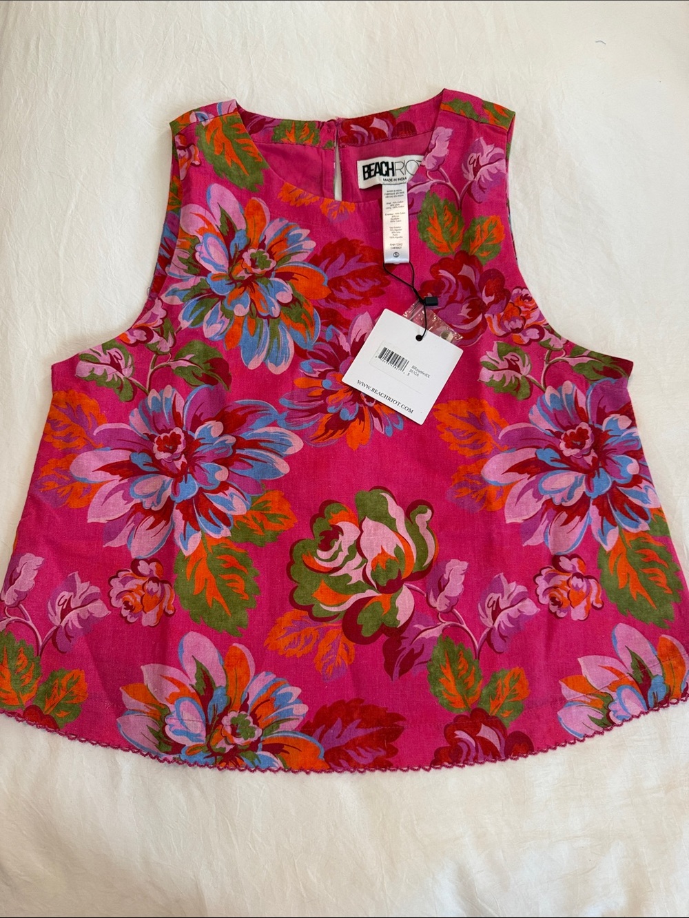Beach Riot Fuchsia Floral Tank with Multicolor Blooms